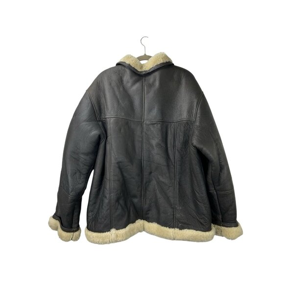VTG Runway XL Gen. Shearling Leather Jacket Pure Wool Lining Aviator Bomber Coat - Picture 2 of 16